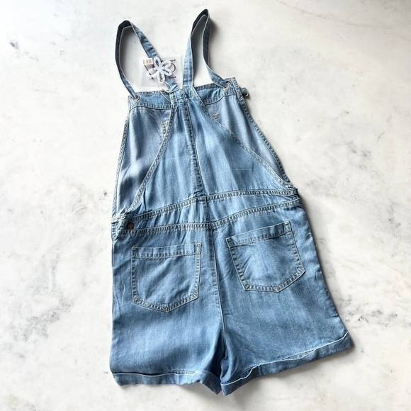 Matilda Jane Okay Gigi sz 16 blue denim chambray shortalls new K52 - Picture 3 of 5